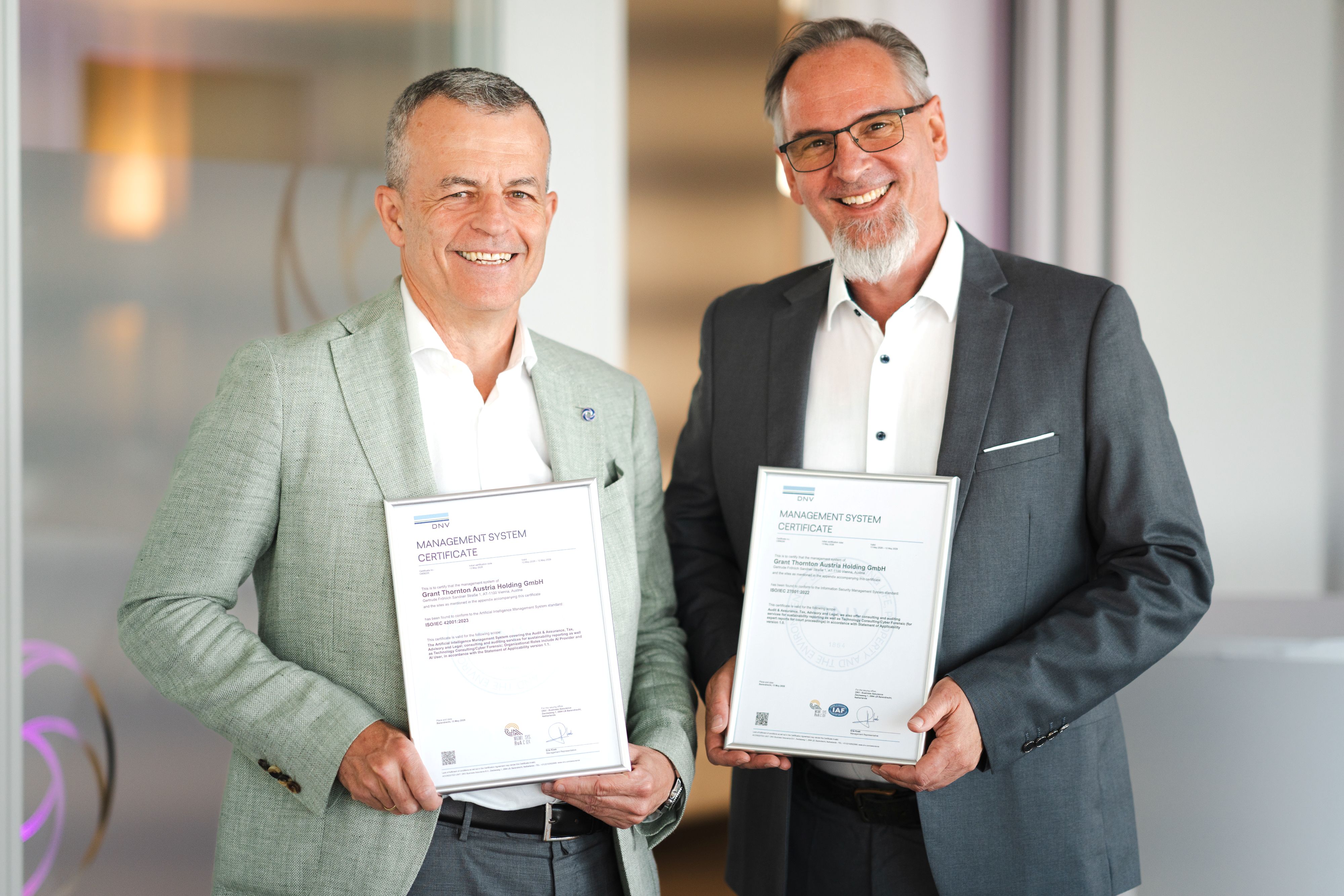 Foto (v.l.n.r.): MMag. Christoph Zimmel, CEO & Managing Partner, und Mag. Markus Schupp, Head of IT & AI Projects, beide Grant Thornton Austria.